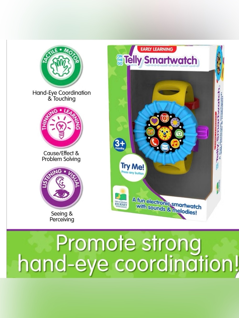 Baby Toy On The Go Telly Smartwatch-Music Lights Sounds-Fine Motor Skills-NIB
